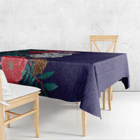 Maori Wheku Meri Kirihimete Personalised Tablecloth All Blue Indigenous Maori Motif - Polynesian Pride
