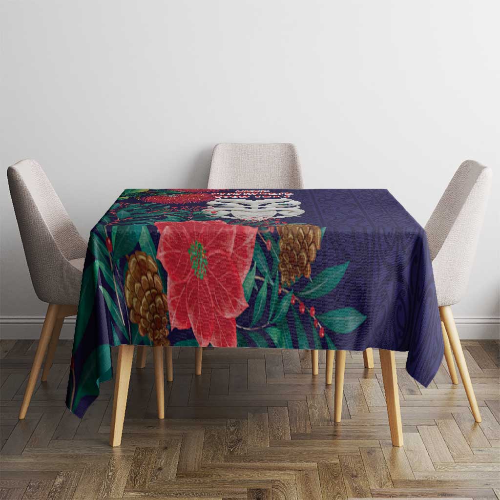 Maori Wheku Meri Kirihimete Personalised Tablecloth All Blue Indigenous Maori Motif - Polynesian Pride