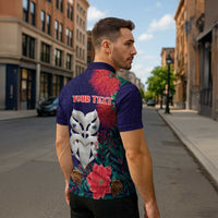 Maori Wheku Meri Kirihimete Personalised Zipper Polo Shirt All Blue Indigenous Maori Motif - Polynesian Pride