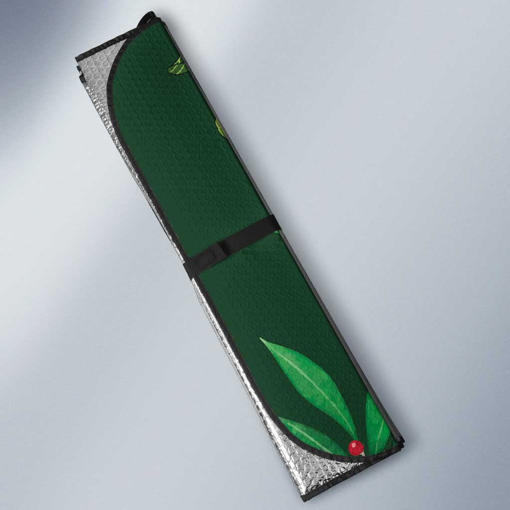 Maori Wheku Meri Kirihimete Personalised Auto Sun Shade All Green Indigenous Maori Motif - Polynesian Pride