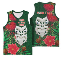 Maori Wheku Meri Kirihimete Personalised Basketball Jersey All Green Indigenous Maori Motif - Polynesian Pride