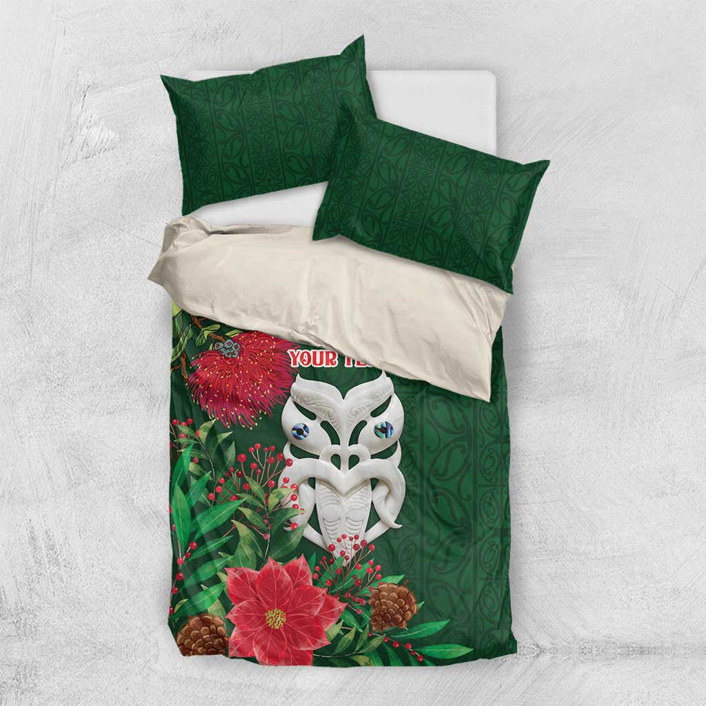 Maori Wheku Meri Kirihimete Personalised Bedding Set All Green Indigenous Maori Motif - Polynesian Pride