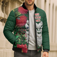 Maori Wheku Meri Kirihimete Personalised Bomber Puffer Jacket All Green Indigenous Maori Motif - Polynesian Pride