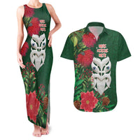 Maori Wheku Meri Kirihimete Personalised Couples Matching Tank Maxi Dress and Hawaiian Shirt All Green Indigenous Maori Motif - Polynesian Pride