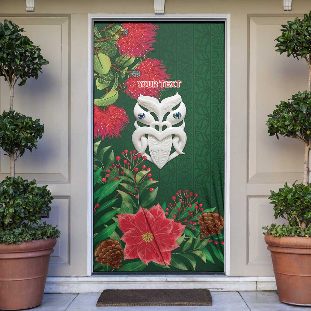 Maori Wheku Meri Kirihimete Personalised Door Cover All Green Indigenous Maori Motif - Polynesian Pride
