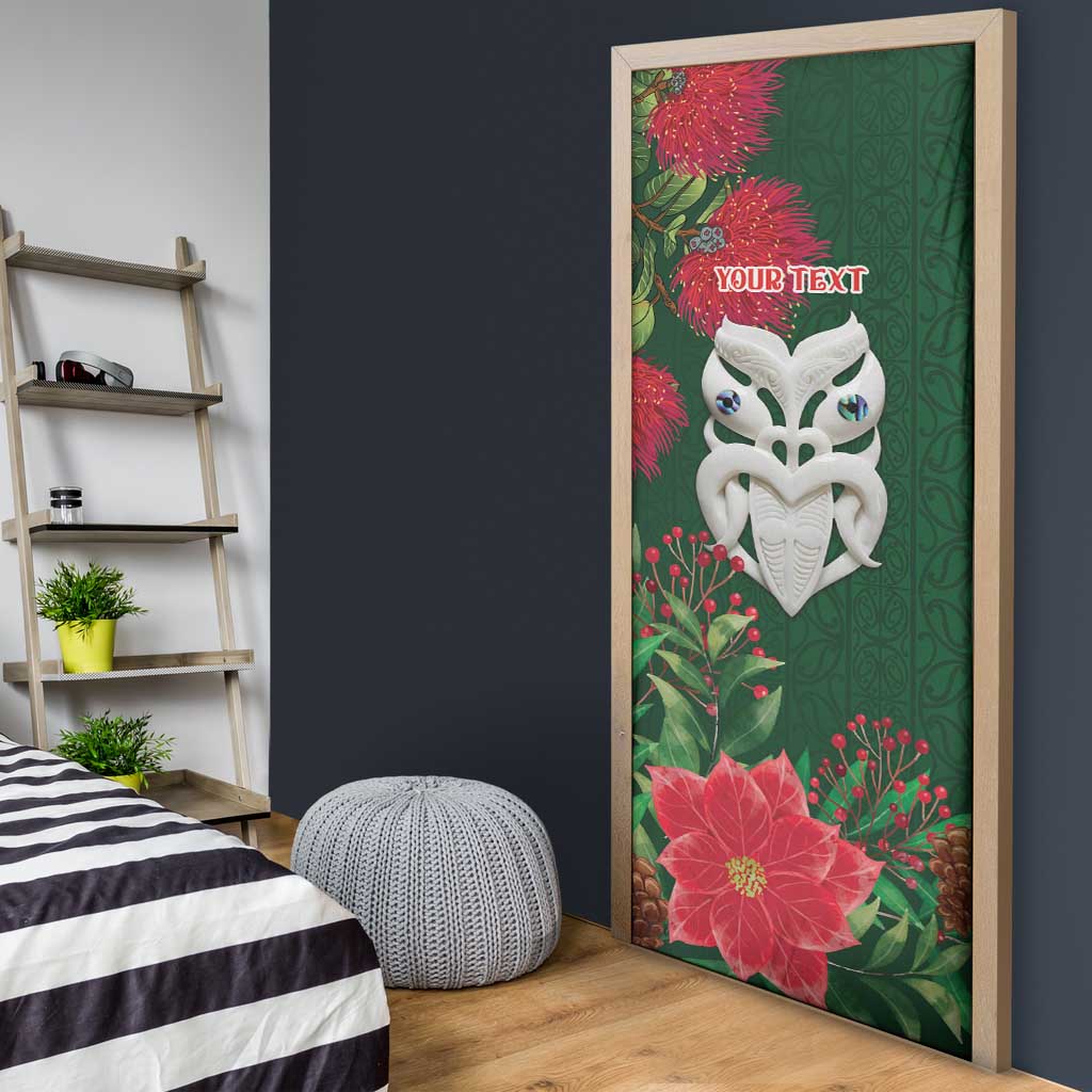 Maori Wheku Meri Kirihimete Personalised Door Cover All Green Indigenous Maori Motif - Polynesian Pride