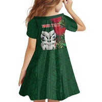Maori Wheku Meri Kirihimete Personalised Family Matching Off Shoulder Short Dress and Hawaiian Shirt All Green Indigenous Maori Motif - Polynesian Pride