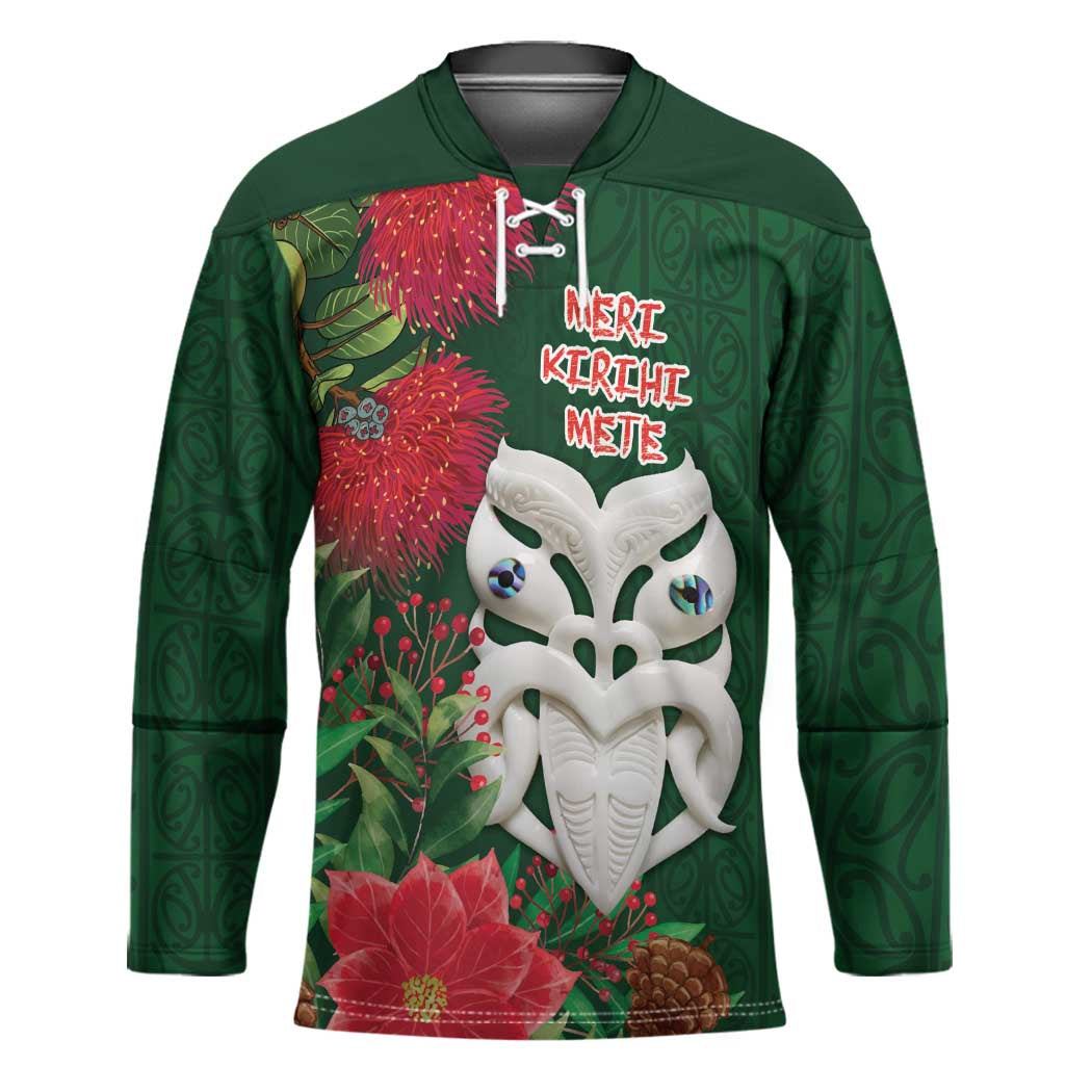 Maori Wheku Meri Kirihimete Personalised Hockey Jersey All Green Indigenous Maori Motif - Polynesian Pride