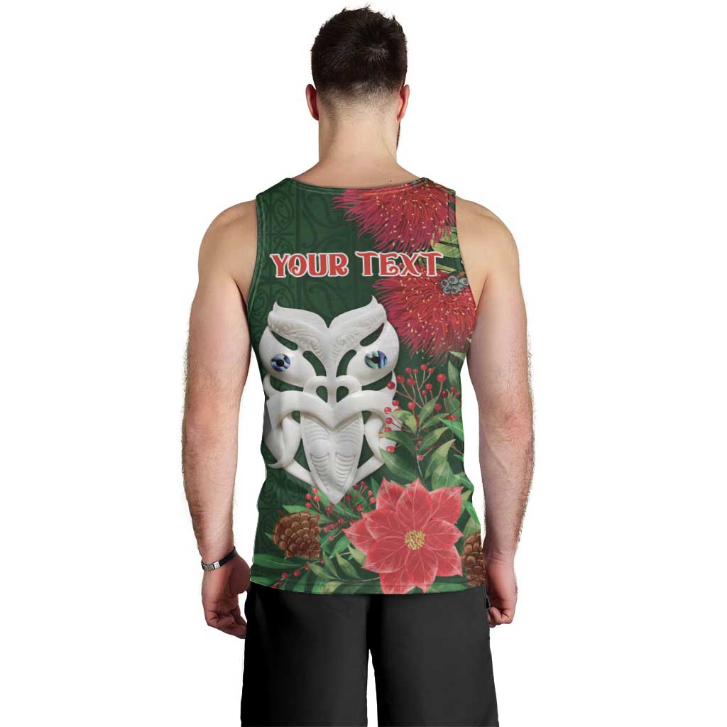 Maori Wheku Meri Kirihimete Personalised Men Tank Top All Green Indigenous Maori Motif - Polynesian Pride
