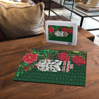 Maori Wheku Meri Kirihimete Personalised Puzzle All Green Indigenous Maori Motif - Polynesian Pride