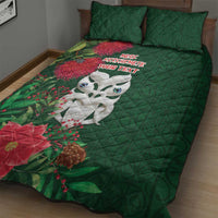 Maori Wheku Meri Kirihimete Personalised Quilt Bed Set All Green Indigenous Maori Motif - Polynesian Pride