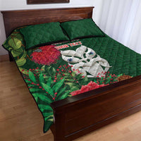 Maori Wheku Meri Kirihimete Personalised Quilt Bed Set All Green Indigenous Maori Motif - Polynesian Pride