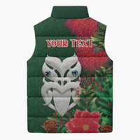 Maori Wheku Meri Kirihimete Personalised Sleeveless Puffer Jacket All Green Indigenous Maori Motif - Polynesian Pride