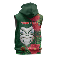 Maori Wheku Meri Kirihimete Personalised Sleeveless Zip Hoodie All Green Indigenous Maori Motif - Polynesian Pride