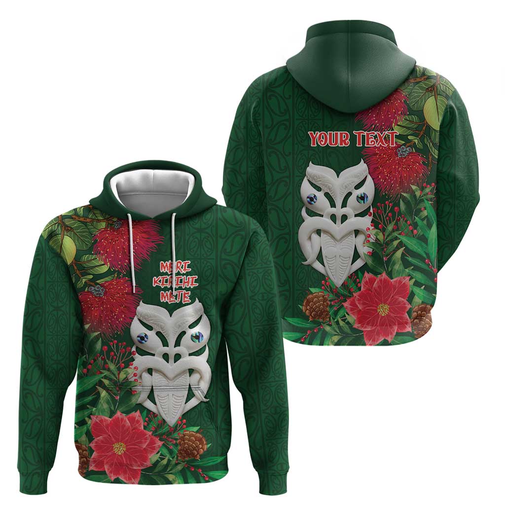 Maori Wheku Meri Kirihimete Personalised Zip Hoodie All Green Indigenous Maori Motif - Polynesian Pride