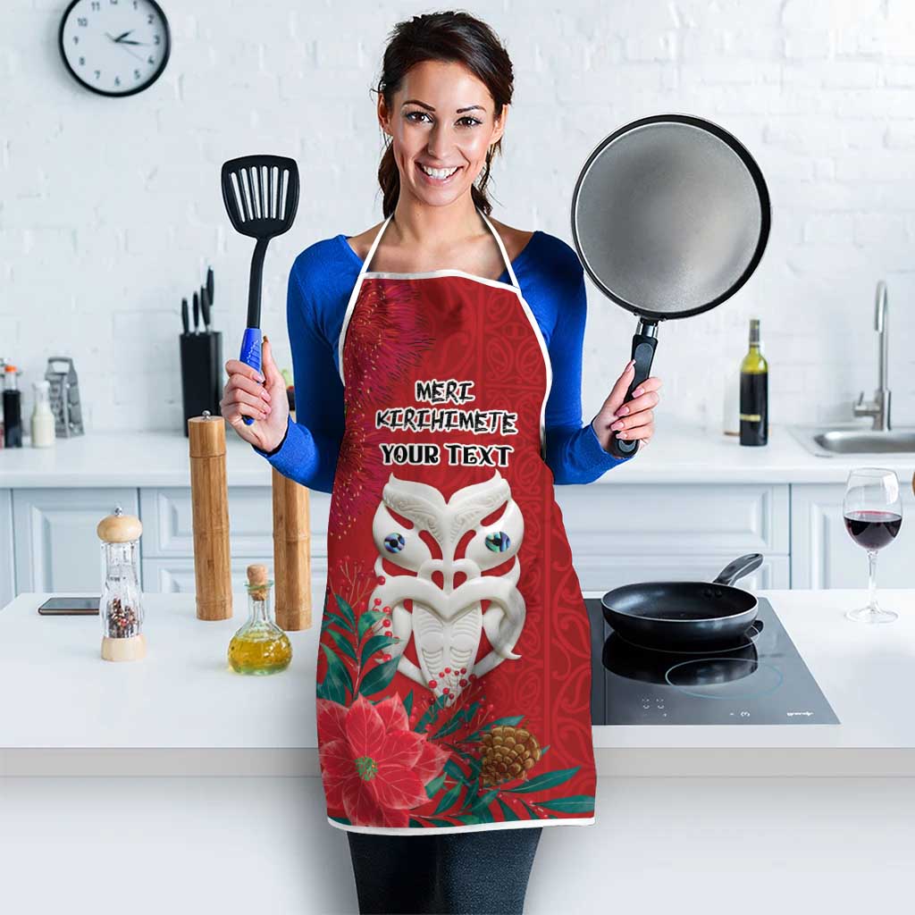 Maori Wheku Meri Kirihimete Personalised Apron All Red Indigenous Maori Motif - Polynesian Pride