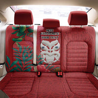Maori Wheku Meri Kirihimete Personalised Back Car Seat Cover All Red Indigenous Maori Motif - Polynesian Pride