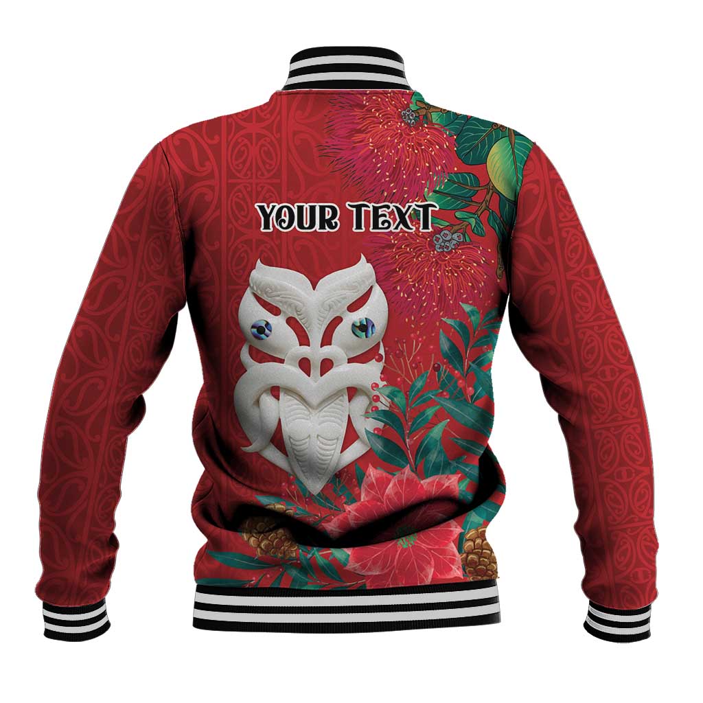 Maori Wheku Meri Kirihimete Personalised Baseball Jacket All Red Indigenous Maori Motif - Polynesian Pride