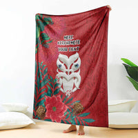 Maori Wheku Meri Kirihimete Personalised Blanket All Red Indigenous Maori Motif - Polynesian Pride