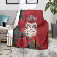 Maori Wheku Meri Kirihimete Personalised Blanket All Red Indigenous Maori Motif - Polynesian Pride