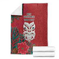 Maori Wheku Meri Kirihimete Personalised Blanket All Red Indigenous Maori Motif - Polynesian Pride