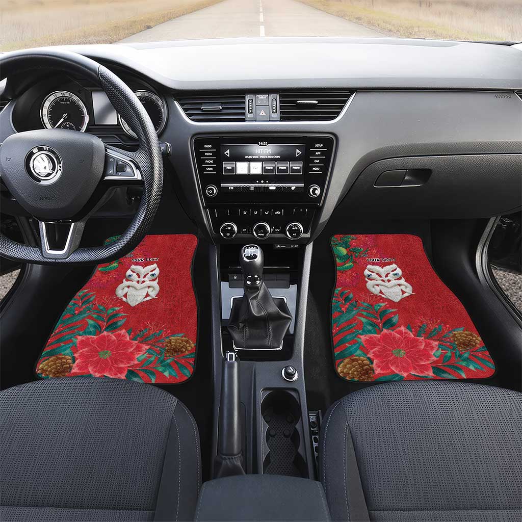 Maori Wheku Meri Kirihimete Personalised Car Mats All Red Indigenous Maori Motif - Polynesian Pride