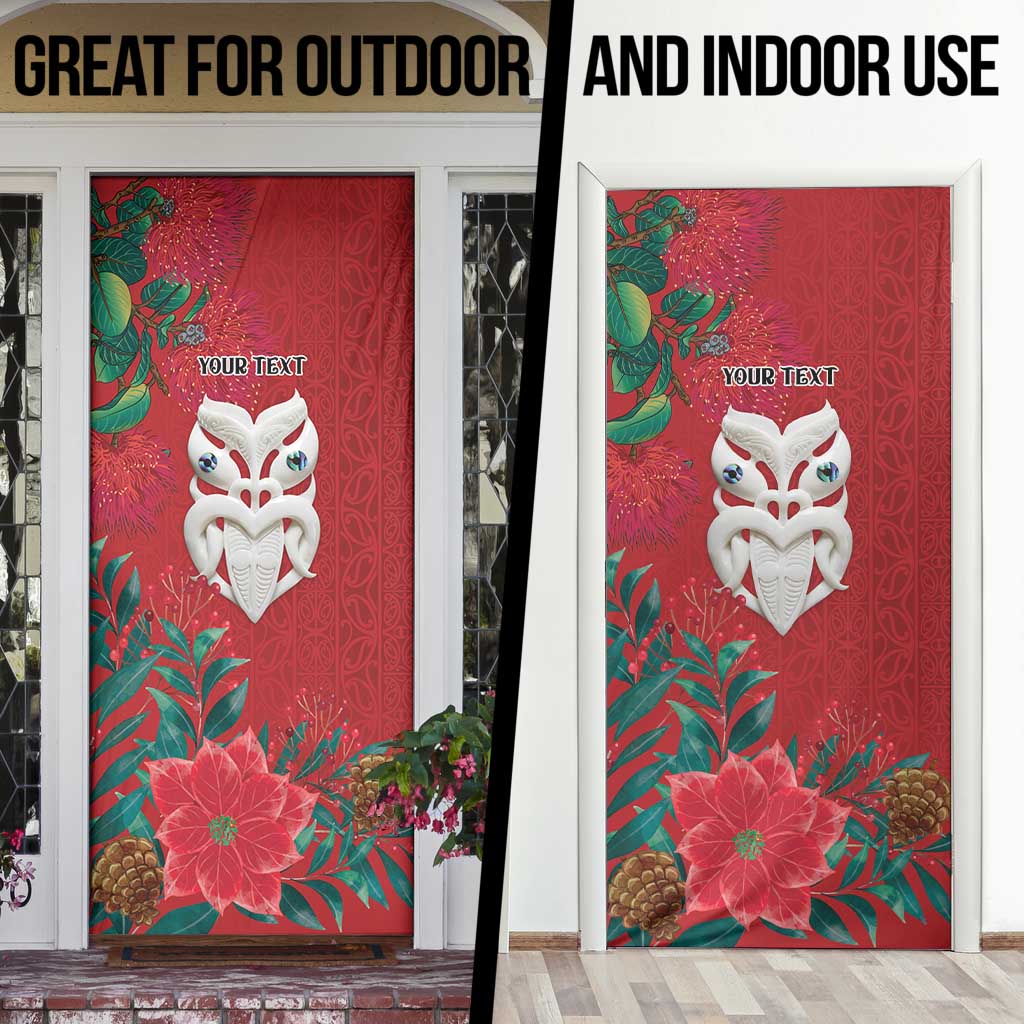 Maori Wheku Meri Kirihimete Personalised Door Cover All Red Indigenous Maori Motif - Polynesian Pride