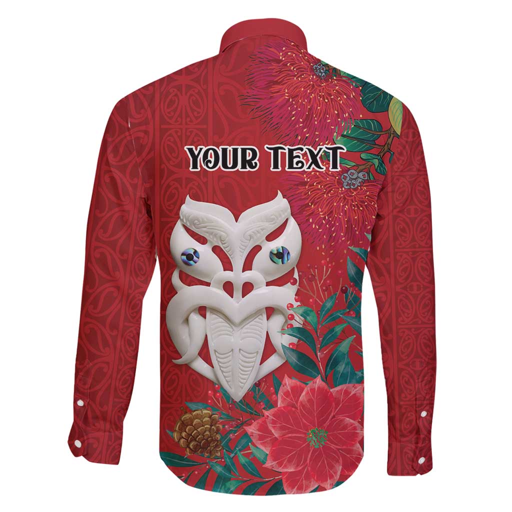 Maori Wheku Meri Kirihimete Personalised Family Matching Mermaid Dress and Hawaiian Shirt All Red Indigenous Maori Motif - Polynesian Pride