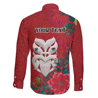 Maori Wheku Meri Kirihimete Personalised Family Matching Off Shoulder Short Dress and Hawaiian Shirt All Red Indigenous Maori Motif - Polynesian Pride