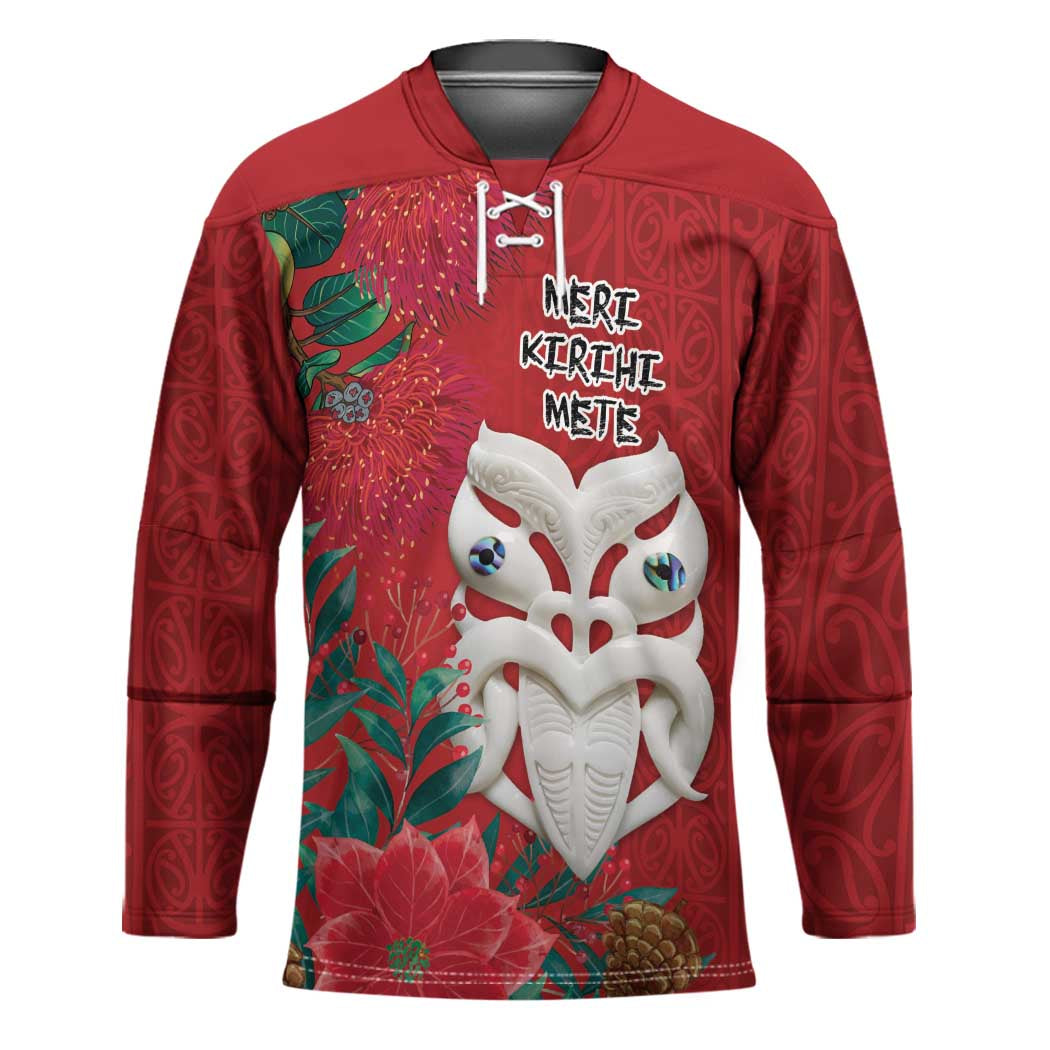 Maori Wheku Meri Kirihimete Personalised Hockey Jersey All Red Indigenous Maori Motif - Polynesian Pride