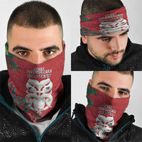 Maori Wheku Meri Kirihimete Personalised Neck Gaiter All Red Indigenous Maori Motif - Polynesian Pride