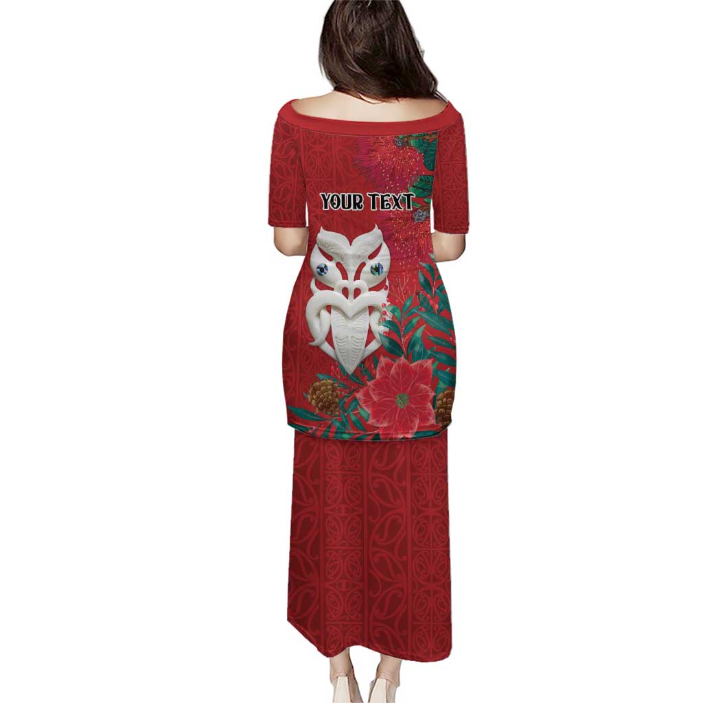 Maori Wheku Meri Kirihimete Personalised Puletasi All Red Indigenous Maori Motif - Polynesian Pride