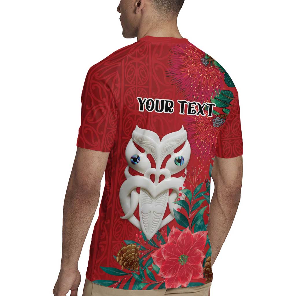 Maori Wheku Meri Kirihimete Personalised Rugby Jersey All Red Indigenous Maori Motif - Polynesian Pride