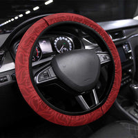 Maori Wheku Meri Kirihimete Steering Wheel Cover All Red Indigenous Maori Motif - Polynesian Pride