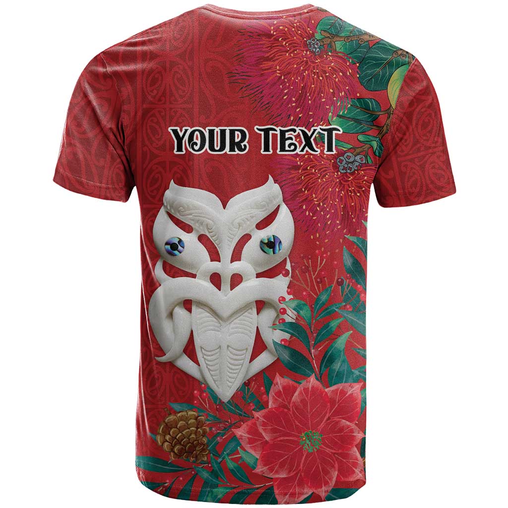 Maori Wheku Meri Kirihimete Personalised T Shirt All Red Indigenous Maori Motif - Polynesian Pride