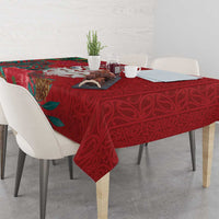 Maori Wheku Meri Kirihimete Personalised Tablecloth All Red Indigenous Maori Motif - Polynesian Pride