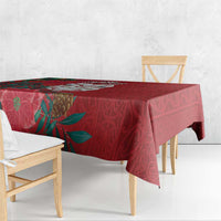 Maori Wheku Meri Kirihimete Personalised Tablecloth All Red Indigenous Maori Motif - Polynesian Pride