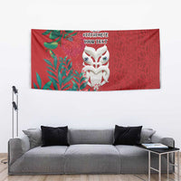 Maori Wheku Meri Kirihimete Personalised Tapestry All Red Indigenous Maori Motif - Polynesian Pride
