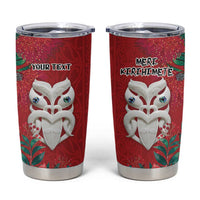 Maori Wheku Meri Kirihimete Personalised Tumbler Cup All Red Indigenous Maori Motif - Polynesian Pride