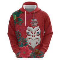 Maori Wheku Meri Kirihimete Personalised Zip Hoodie All Red Indigenous Maori Motif - Polynesian Pride