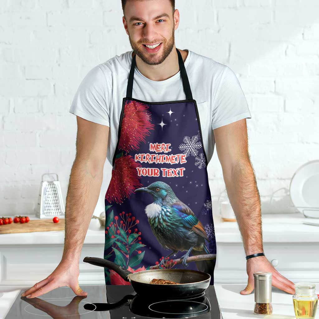 Tui Meri Kirihimete Personalised Apron Pohutukawa Flowers Blue Motif LT9 - Polynesian Pride
