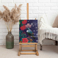 Tui Meri Kirihimete Personalised Canvas Wall Art Pohutukawa Flowers Blue Motif LT9 - Polynesian Pride