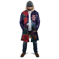 Tui Meri Kirihimete Personalised Cloak Pohutukawa Flowers Blue Motif - Polynesian Pride