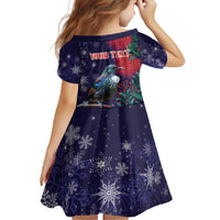 Tui Meri Kirihimete Personalised Family Matching Off Shoulder Maxi Dress and Hawaiian Shirt Pohutukawa Flowers Blue Motif - Polynesian Pride