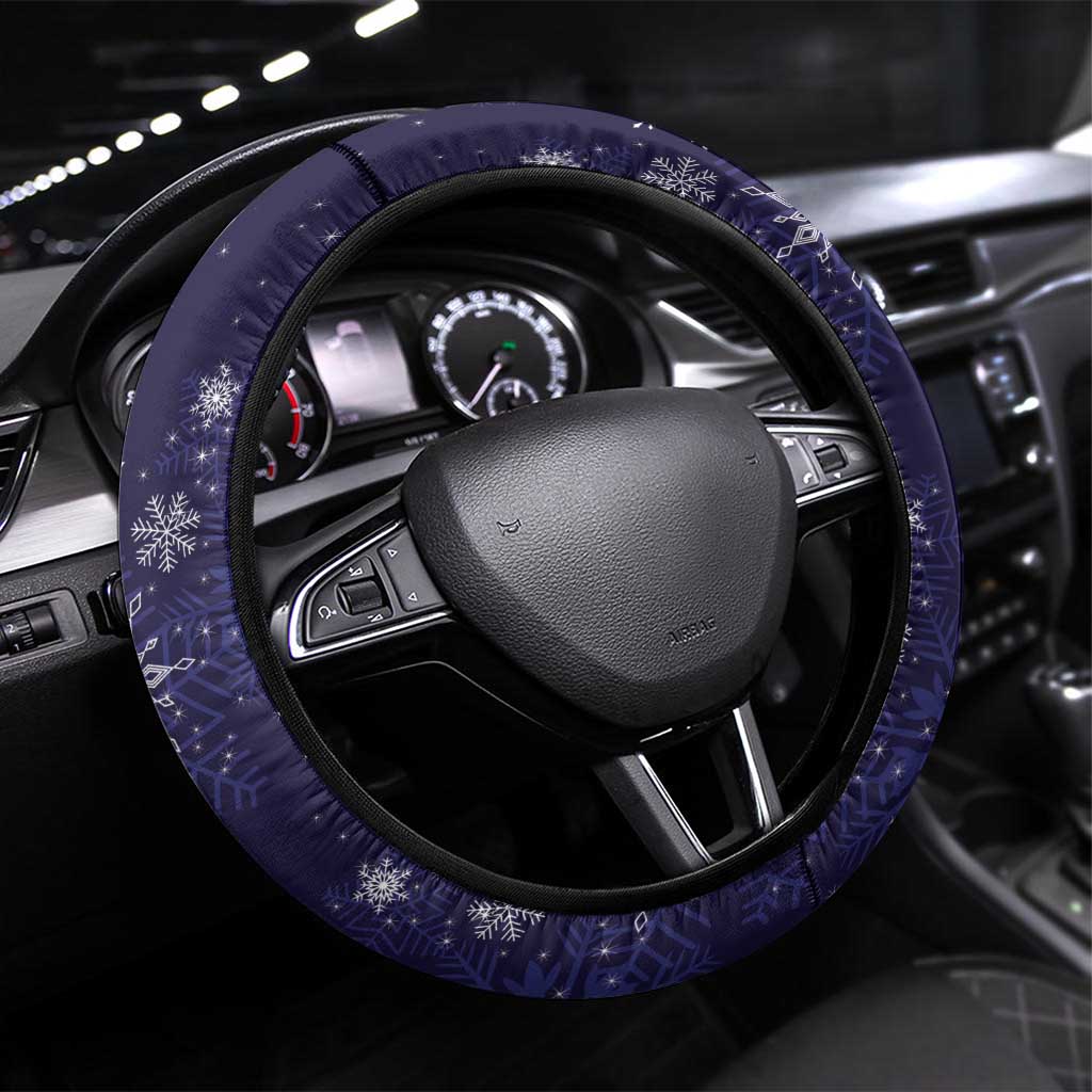 Tui Meri Kirihimete Steering Wheel Cover Pohutukawa Flowers Blue Motif LT9 Universal Fit Blue - Polynesian Pride