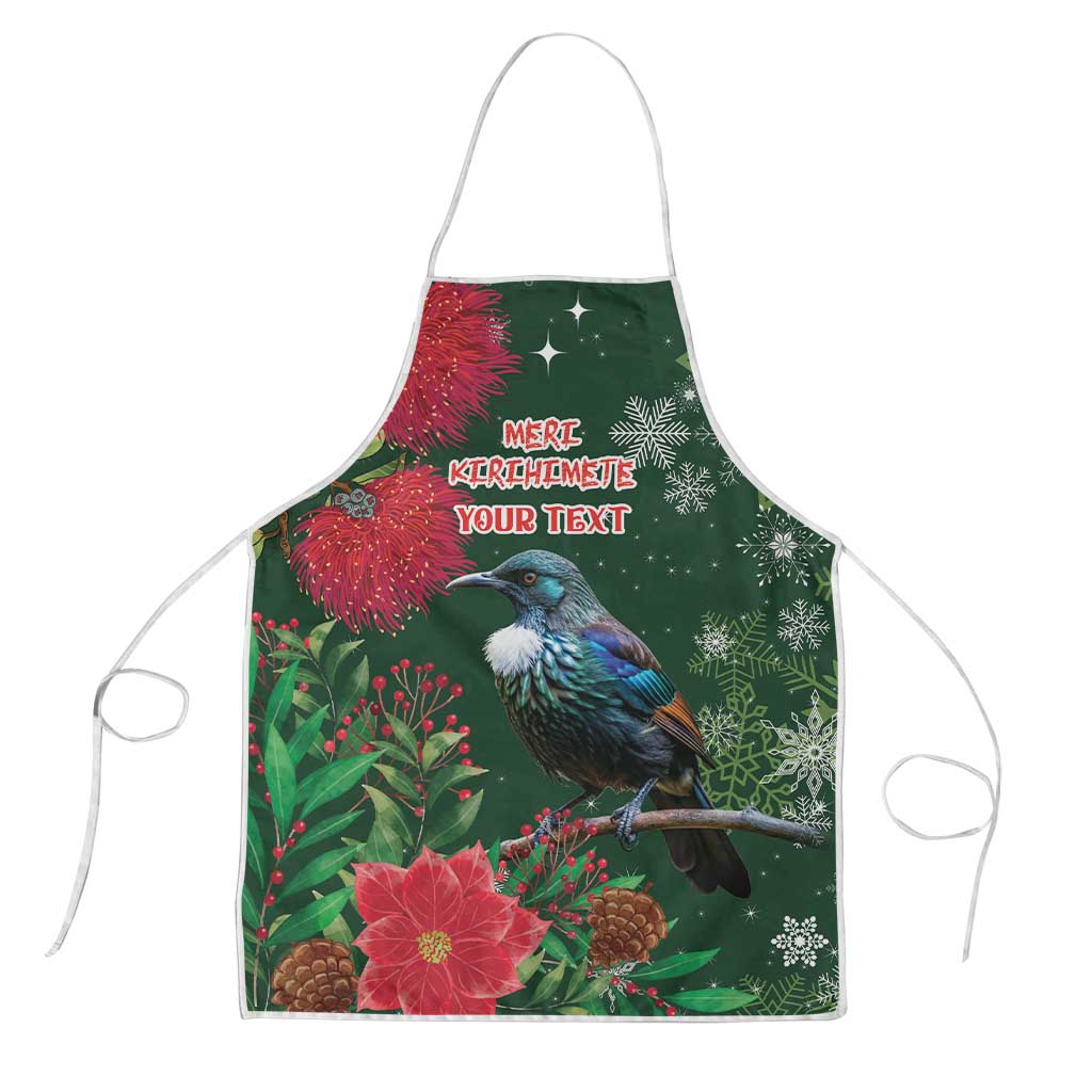 Tui Meri Kirihimete Personalised Apron Pohutukawa Flowers Green Motif LT9 Green - Polynesian Pride