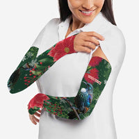 Tui Meri Kirihimete Personalised Arm Sleeves Pohutukawa Flowers Green Motif - Polynesian Pride