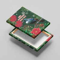 Tui Meri Kirihimete Personalised Canvas Wall Art Pohutukawa Flowers Green Motif LT9 - Polynesian Pride