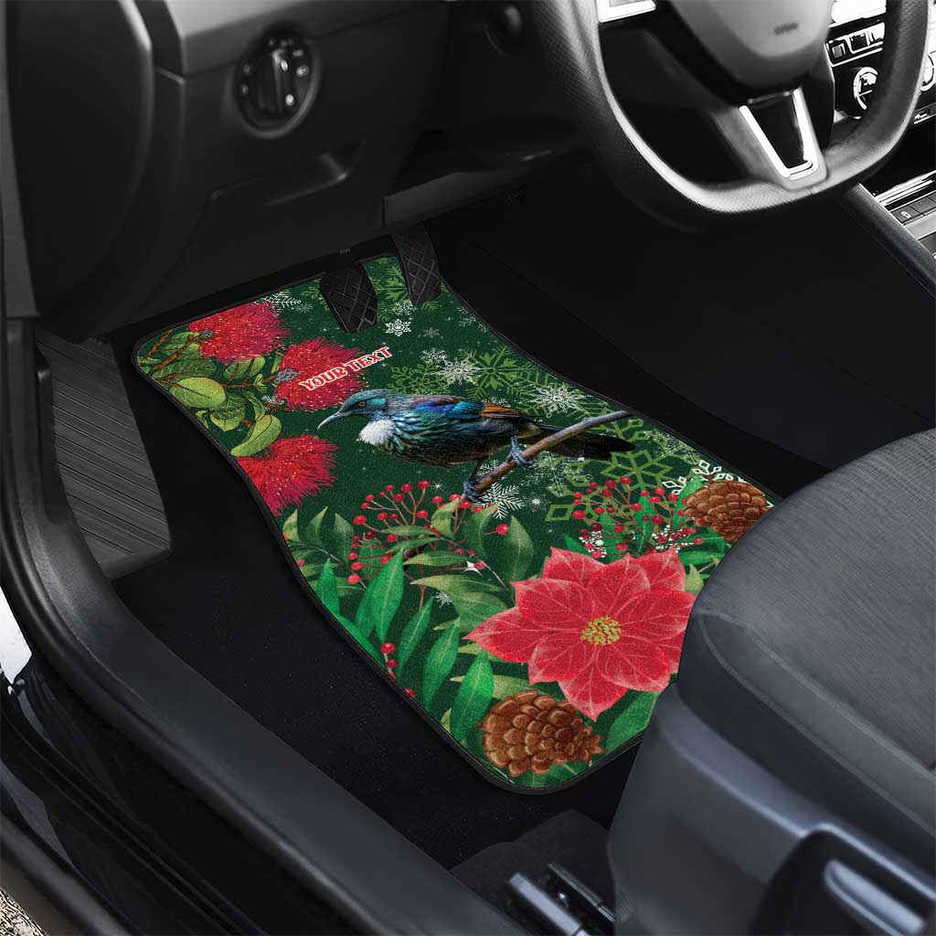 Tui Meri Kirihimete Personalised Car Mats Pohutukawa Flowers Green Motif - Polynesian Pride