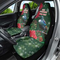 Tui Meri Kirihimete Personalised Car Seat Cover Pohutukawa Flowers Green Motif - Polynesian Pride